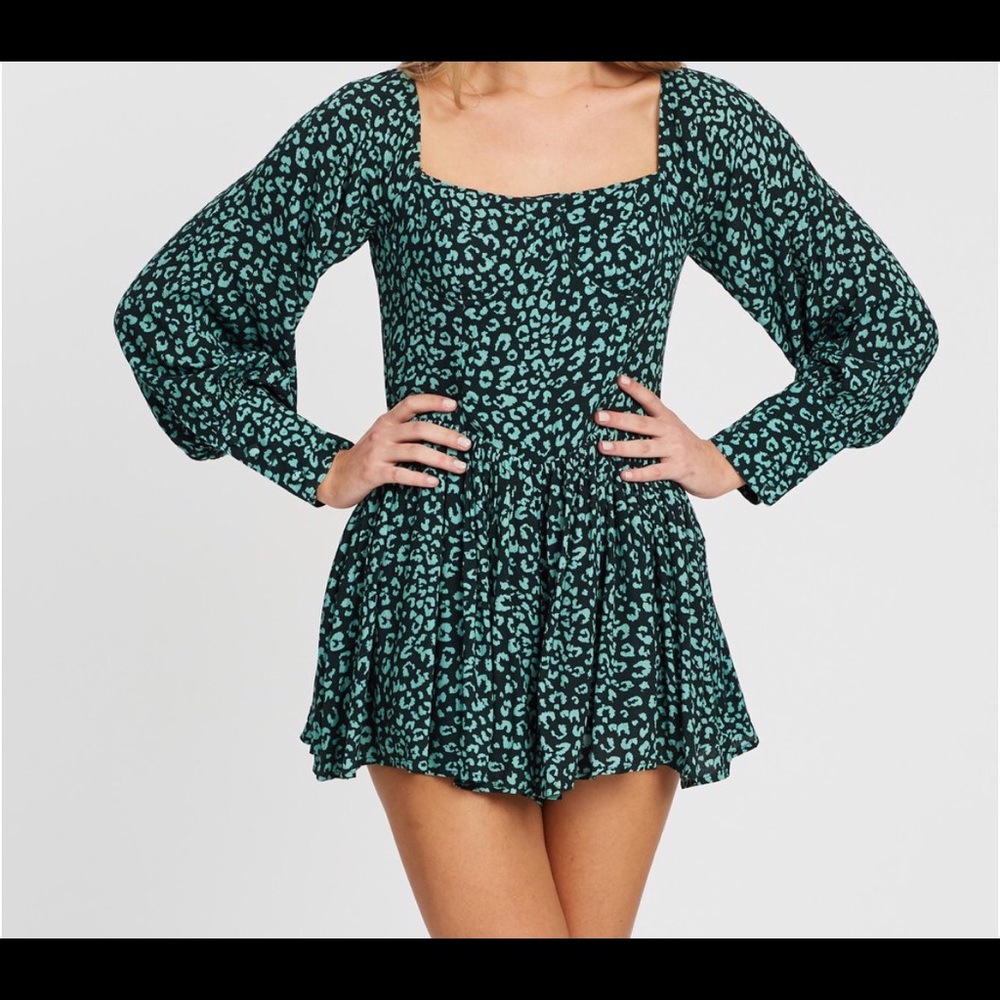 Charlie Holiday Feline Bodice Emerald Romper